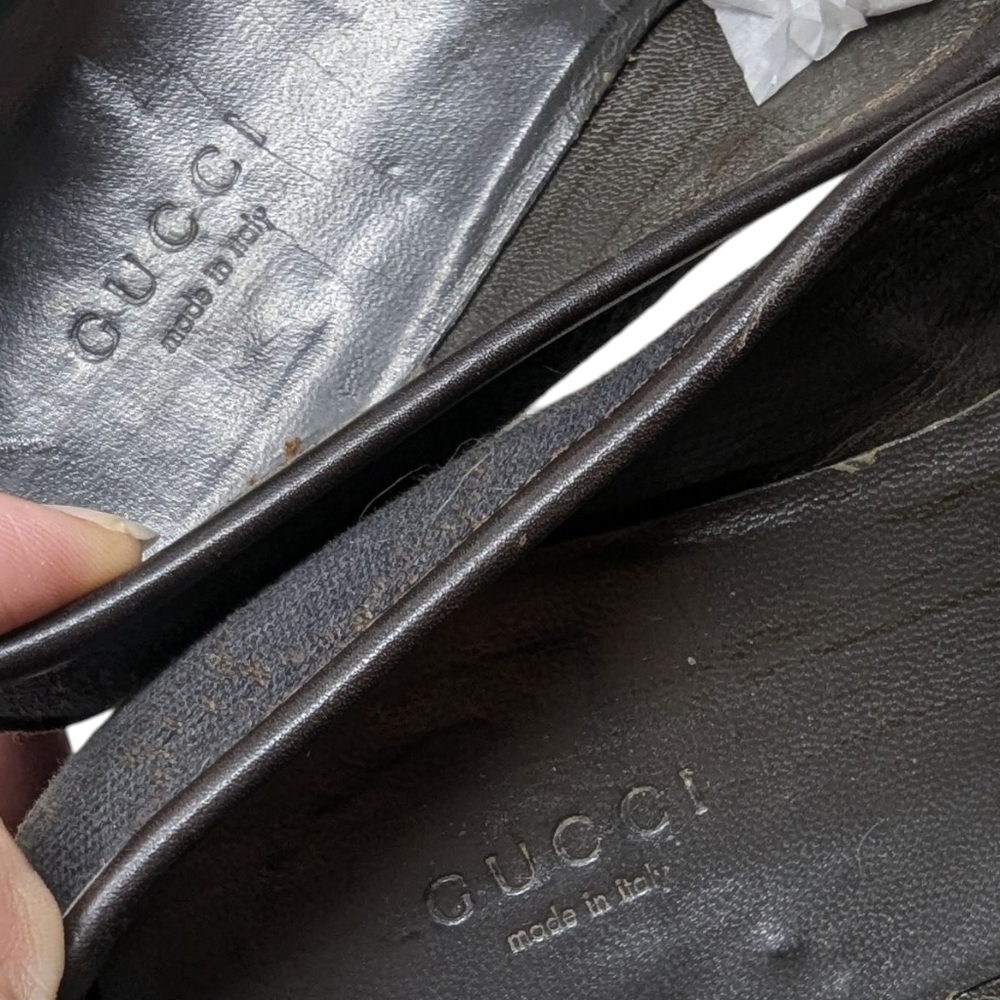 Gucci Black/Brown GG Monogram Web Denim & Leather Vintage Loafer Size 9.5 - Picture 13 of 15